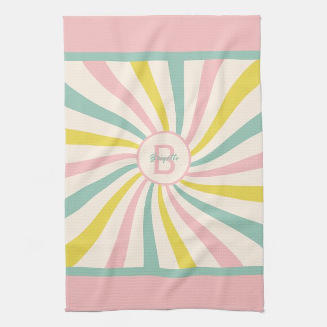 Linge De Cuisine 'Vibes Lollypop', monogramme rétro (Vertical)