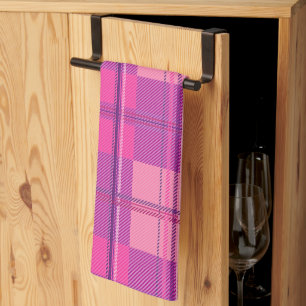 Linge De Cuisine Vibrant Magenta Rose Carreaux Esthétique