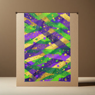 Linge De Cuisine Vibrant Mardi Gras Purple Green Gold Cool Stripes 