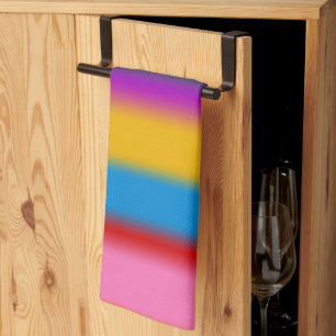 Linge De Cuisine Vibrantes rayures dégradées arc-en-ciel multicolor