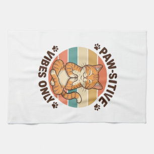 Linge De Cuisine Vibrations Positives Uniquement Chat Méditant Desi