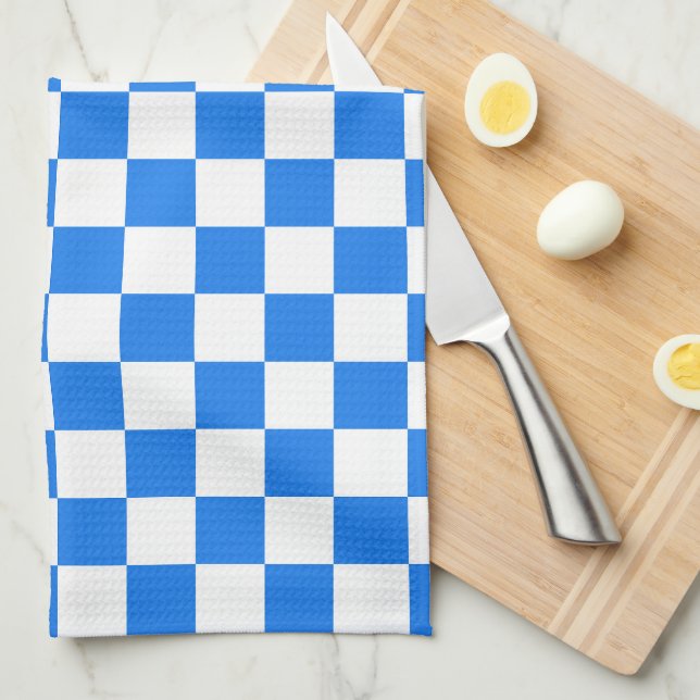 Linge De Cuisine Vichy Bleu Clair et Blanc (Quart Plié)