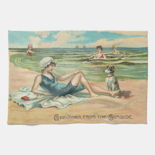 Linge De Cuisine Victorian Beach Swim Girl Ocean Summer Vacances