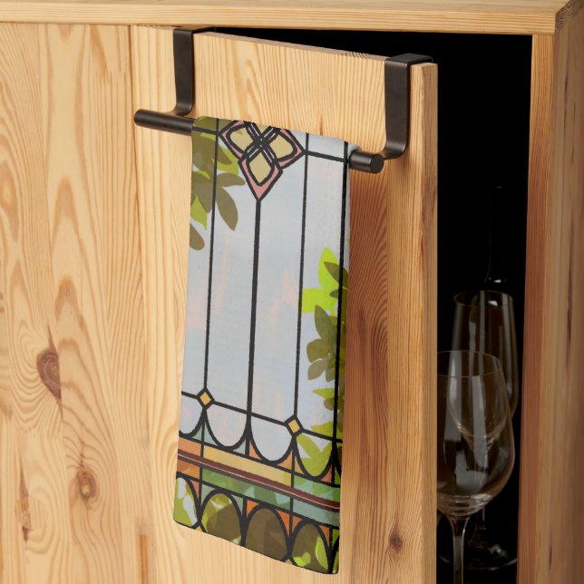 Linge De Cuisine Victorian Garden Stained glass Window Curtain (Pliage en tiers)