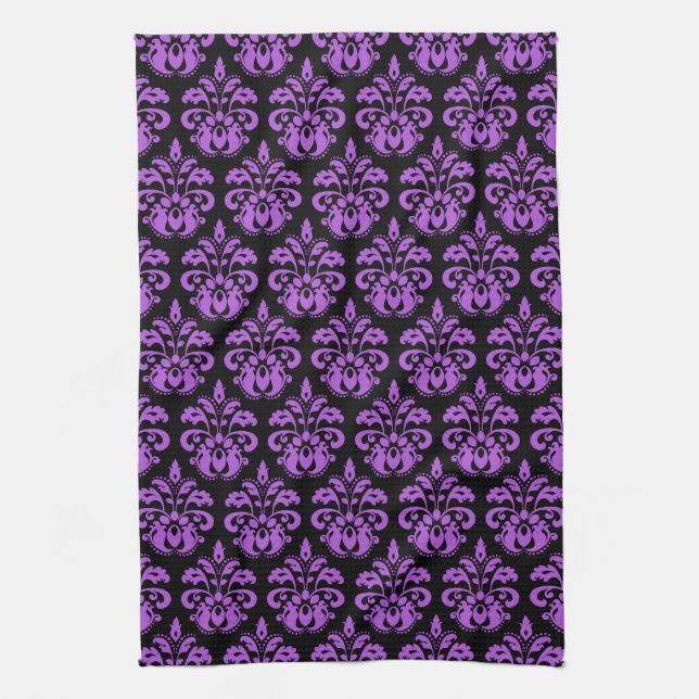 Linge De Cuisine Victorien violet noir (Vertical)