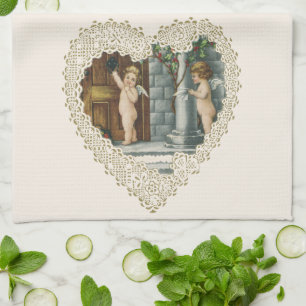 Linge De Cuisine Victorienne Saint-Valentin, Anges Vintages avec le