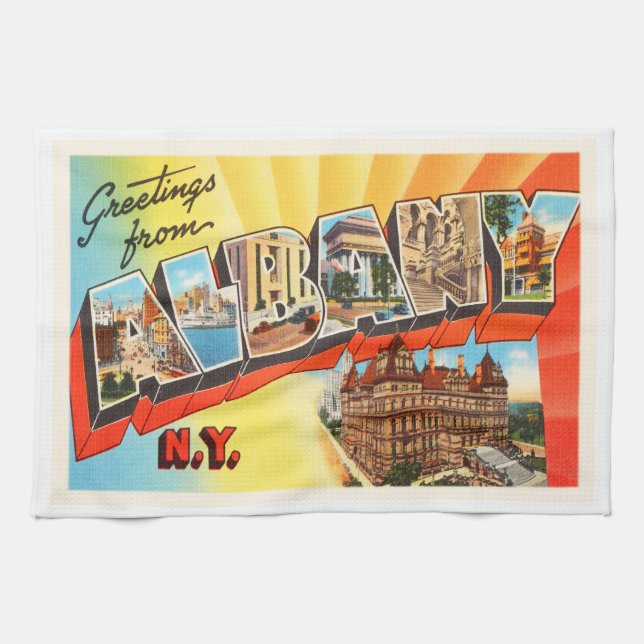 Linge De Cuisine Vieux souvenir de Vintage voyage d'Albany New York (Horizontal)