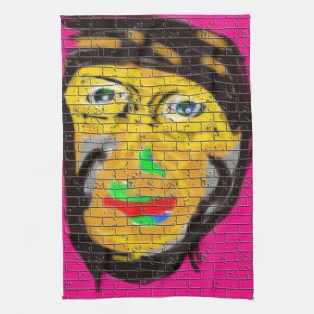 Linge De Cuisine Vieux Visage Vélo Sage, Graffiti Art (Vertical)