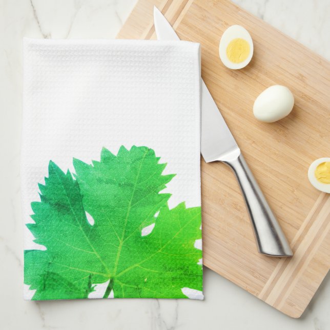 Linge De Cuisine Vigne verte Feuilles verts (Quart Plié)