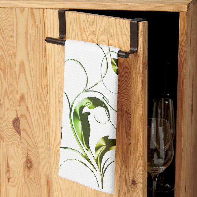 Linge De Cuisine Vignes vert jaune (Pliage en tiers)