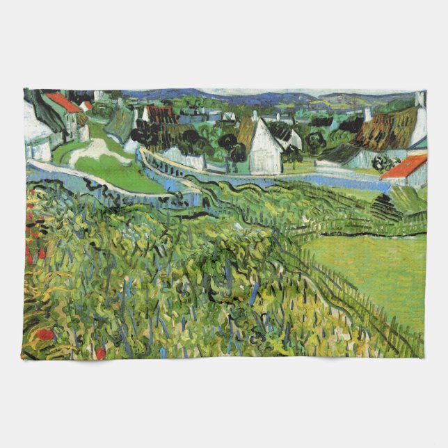 Linge De Cuisine Vignobles avec vue sur Auvers par Vincent van Gogh (Horizontal)