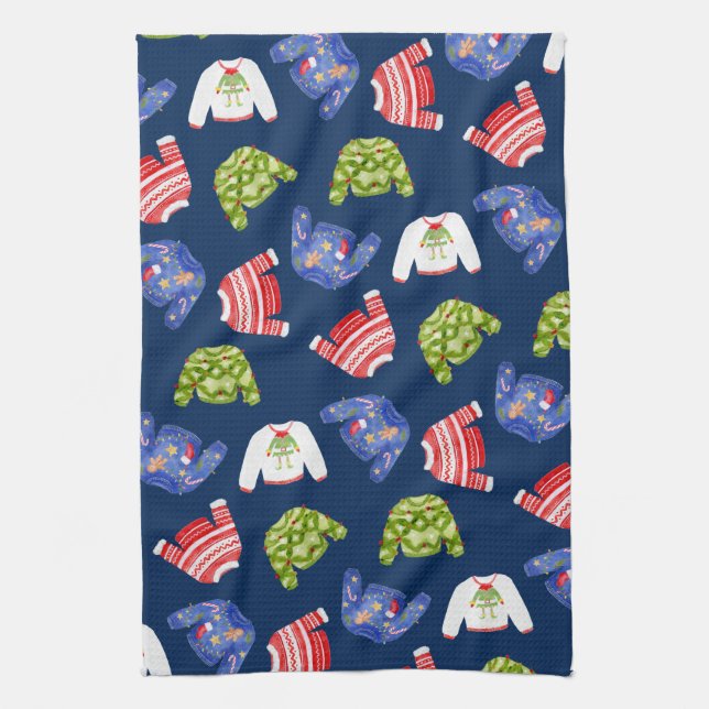 Linge De Cuisine Vilain motif de Noël moche (Vertical)