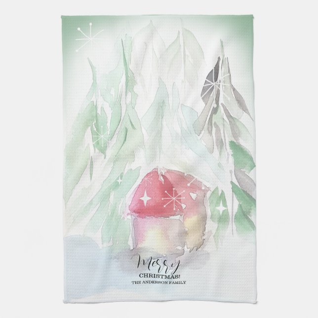 Linge De Cuisine Village de campagne Noël blanc (Vertical)