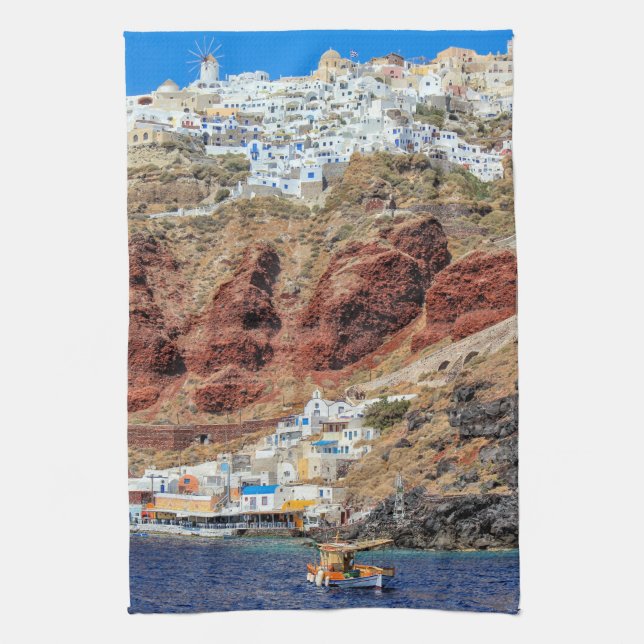 Linge De Cuisine Village d'Oia sur l'île de Santorini, du nord, (Vertical)