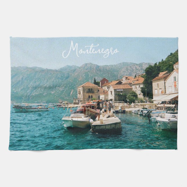 Linge De Cuisine Ville côtière de Perast, Monténégro (Horizontal)