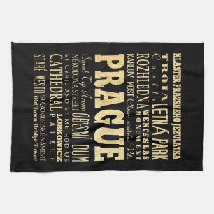 Linge De Cuisine Ville de Prague d'art de typographie de Républiqu