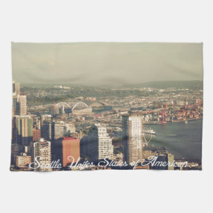 Linge De Cuisine Ville de Seattle. Vue depuis la tour de la ville. 