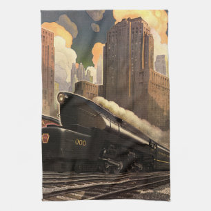 Linge De Cuisine Ville vintage, train duplex T1 sur les voies ferré
