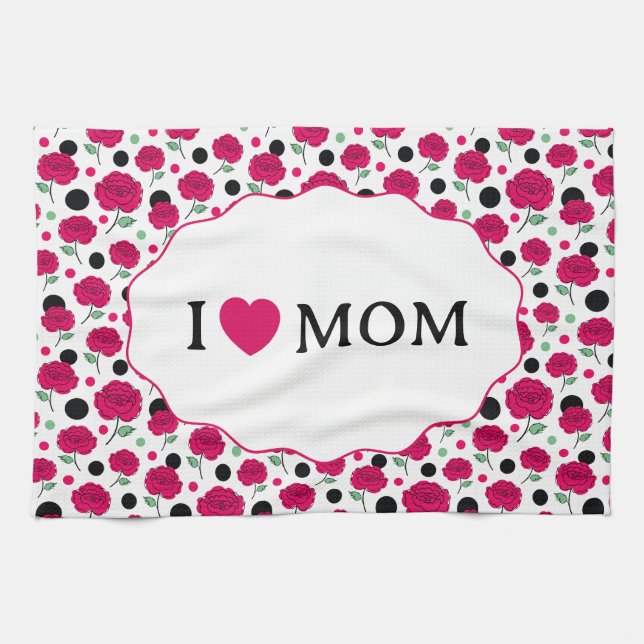 Linge De Cuisine Vin Rose Vert Motif Graphique à Points Moderne   (Horizontal)