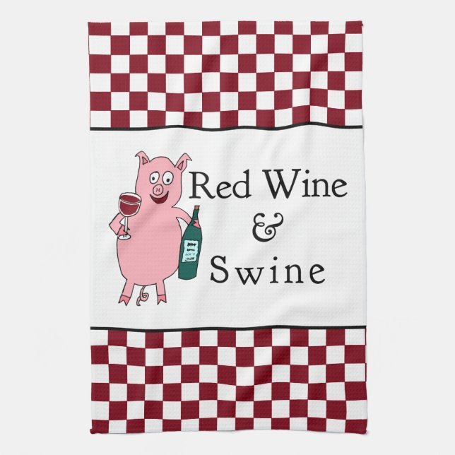 Linge De Cuisine Vin rouge et porcs (Vertical)