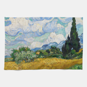 Linge De Cuisine Vincent Van Gogh - Champ de blé avec cyprès