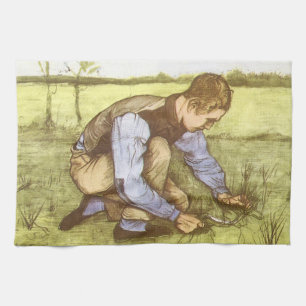 Linge De Cuisine Vincent van Gogh - Garçon coupant de l'herbe à la 