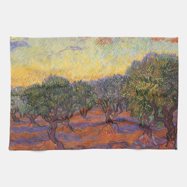 Linge De Cuisine Vincent van Gogh - Oliveraie, ciel orange (Horizontal)