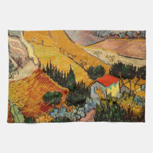 Linge De Cuisine Vincent van Gogh - Paysage, maison et laboureur