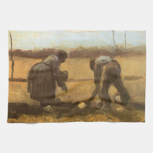 Linge De Cuisine Vincent van Gogh - Paysans plantant des pommes de 