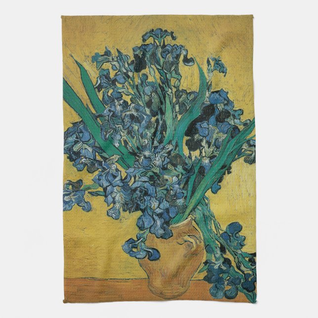 Linge De Cuisine Vincent van Gogh - Vase avec iris Fond jaune (Vertical)
