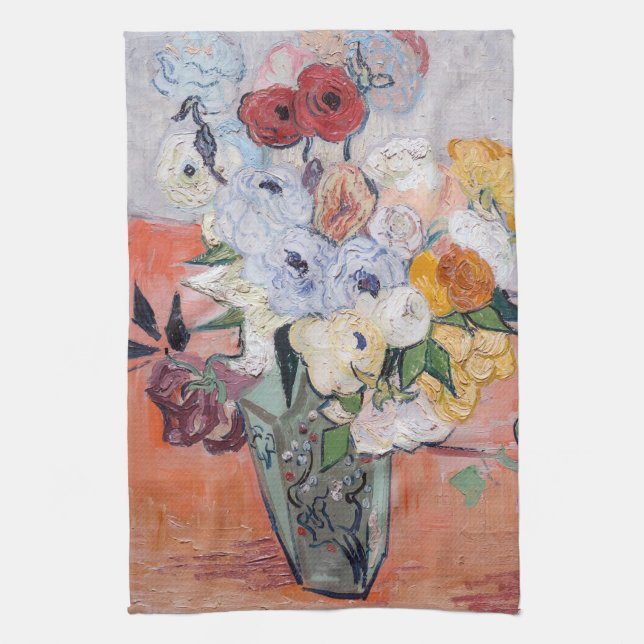 Linge De Cuisine Vincent van Gogh - Vase avec Roses et anémones (Vertical)