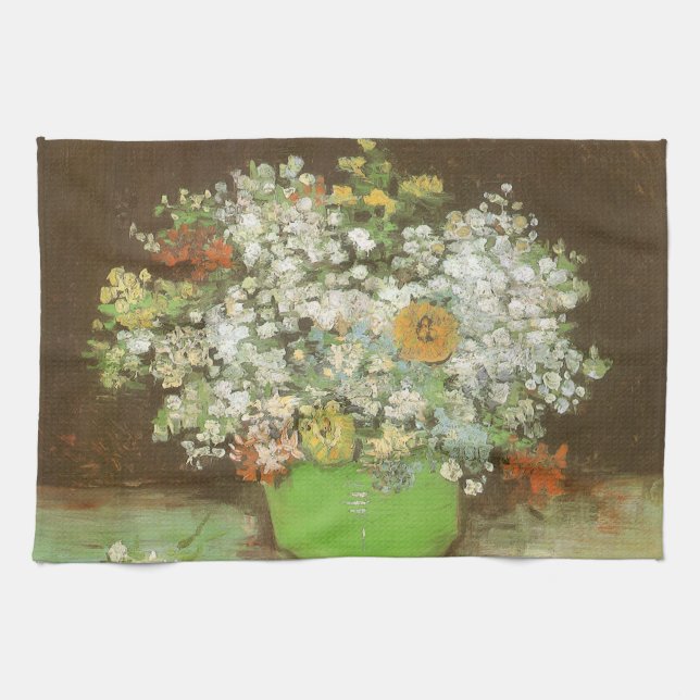Linge De Cuisine Vincent van Gogh - Vase avec Zinnias et Fleurs (Horizontal)