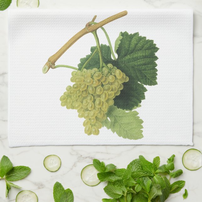 Linge De Cuisine Vins blancs sur la vigne, fruits alimentaires Vint (Plié)