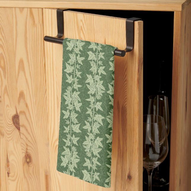 Linge De Cuisine Vins de lierre de Hedera - motif L_D vert botaniqu (Pliage en tiers)