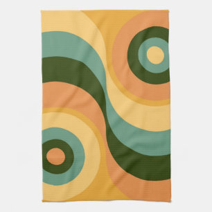 Linge De Cuisine Vintage Abstrait Wavy Colorful Rainbow Carrés