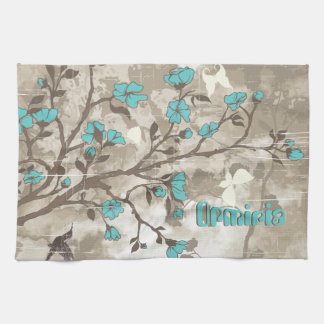 Linge De Cuisine Vintage aqua fleurs grunge floral personnalisé