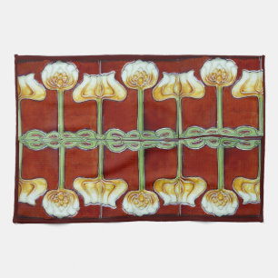 Linge De Cuisine Vintage Art Nouveau Fleurs de Lotus Carrelage en c