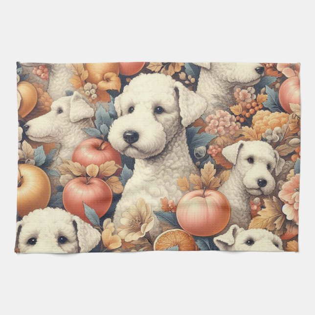 Linge De Cuisine Vintage Bedlington Terrier sans fil (Horizontal)