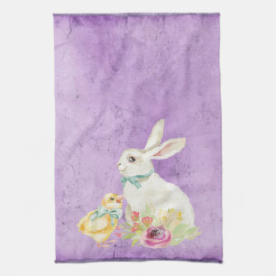 Linge De Cuisine Vintage Bunny de Pâques poussette pourpre jolie