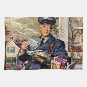 Linge De Cuisine Vintage Business, Mailman Livrant des lettres