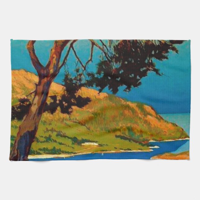 Linge De Cuisine Vintage California Coast Travel (Horizontal)