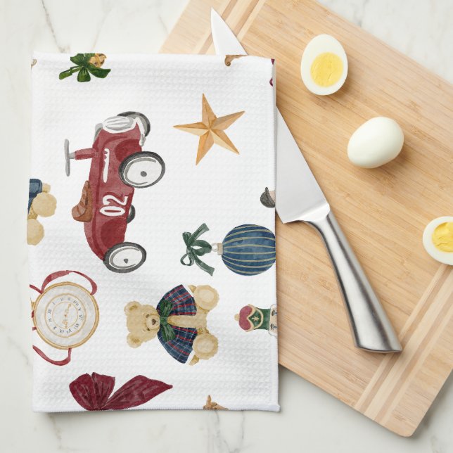 Linge De Cuisine Vintage Christmas Toys Pattern  (Quart Plié)