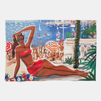 Linge De Cuisine Vintage Côte d'Azur Beach Girl