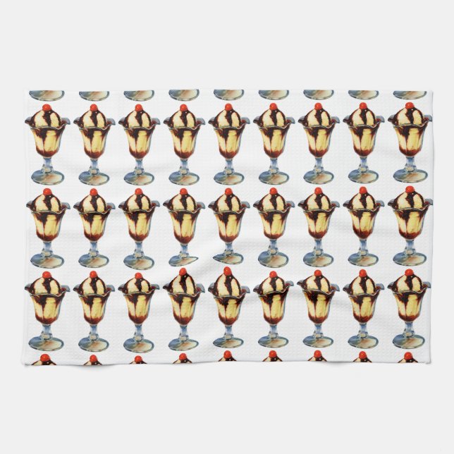 Linge De Cuisine Vintage crème glacée Sundae (Horizontal)