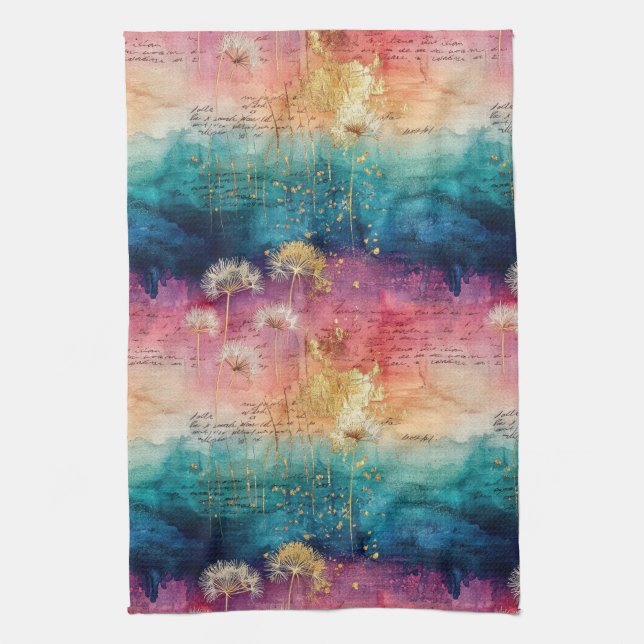 Linge De Cuisine Vintage Dandelion Abstract Pattern (1) (Vertical)