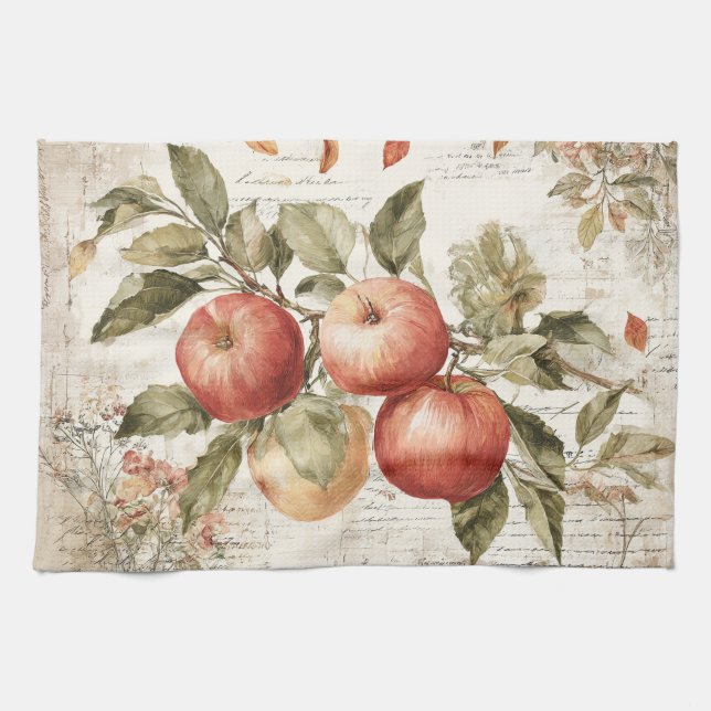 Linge De Cuisine Vintage design Apple branch (Horizontal)