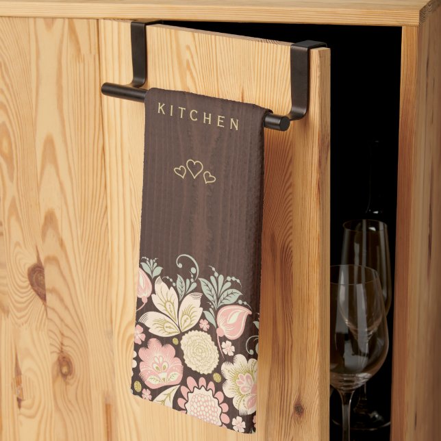 Linge De Cuisine Vintage fleuri élégant pays rustique (Pliage en tiers)