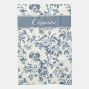 Linge De Cuisine Vintage Floral Dog Motif avec nom personnalisé