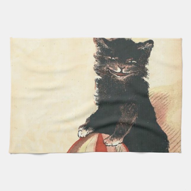 Linge De Cuisine Vintage HALLOWEEN Chat noir (Horizontal)