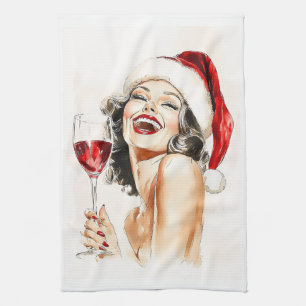 Linge De Cuisine Vintage Holiday Cheer en Aquarelle
